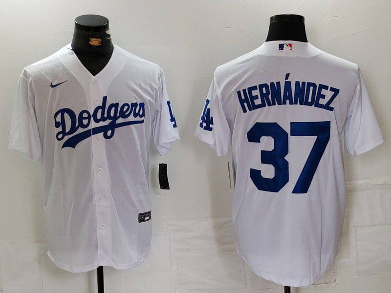 Men Los Angeles Dodgers 37 Hernandez White Nike Game 2024 MLB Jersey style 7241